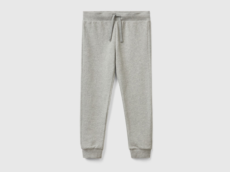 Benetton Grey Sporty Trousers With Tunnel Train Light Gray Male Mens TROUSERS GOOFASH