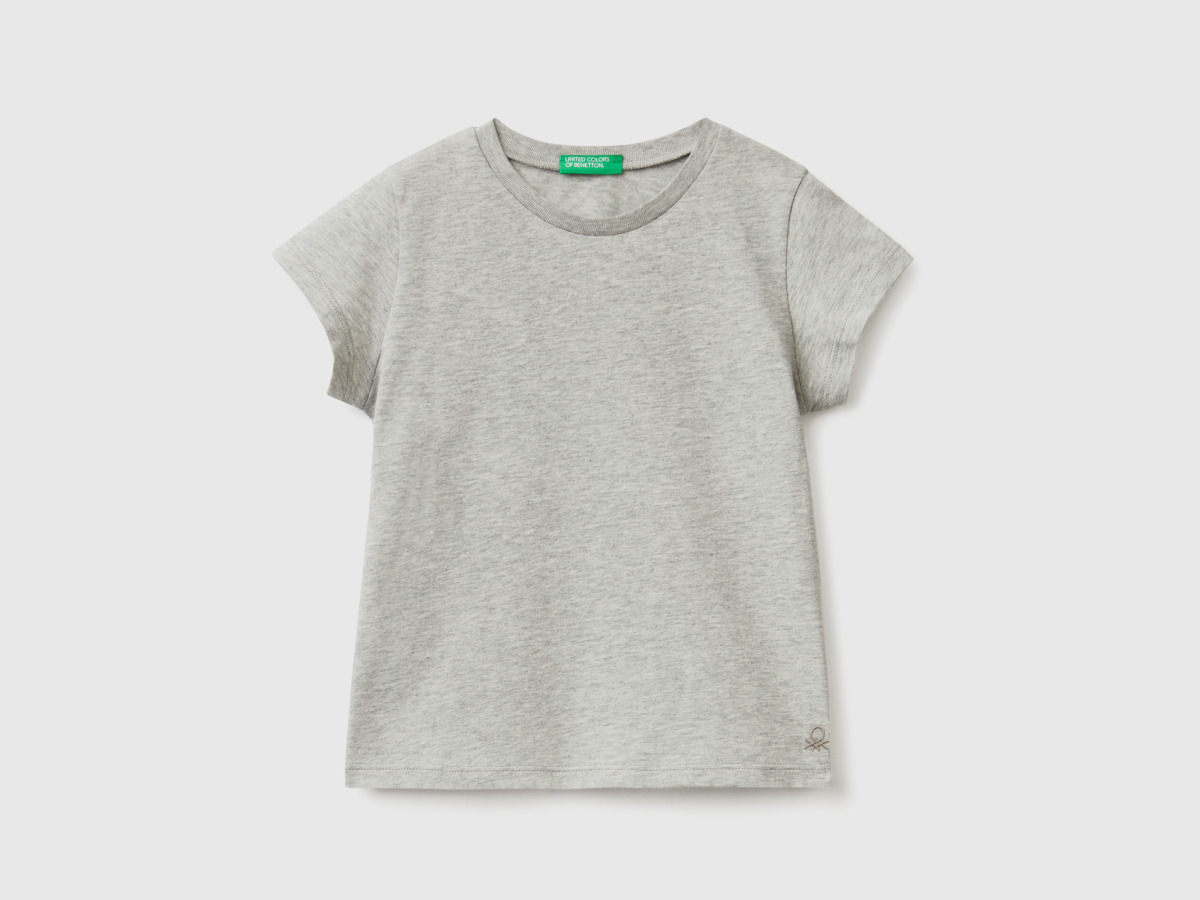 Benetton Grey T-Shirt Made Of Organic Light Gray Female Womens T-SHIRTS GOOFASH