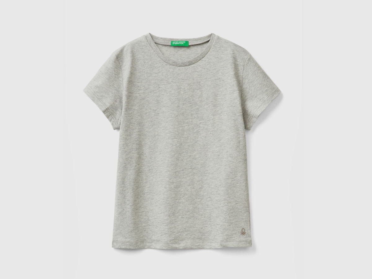 Benetton Grey T-Shirt Made Of Pure Organic Light Gray Female Womens T-SHIRTS GOOFASH