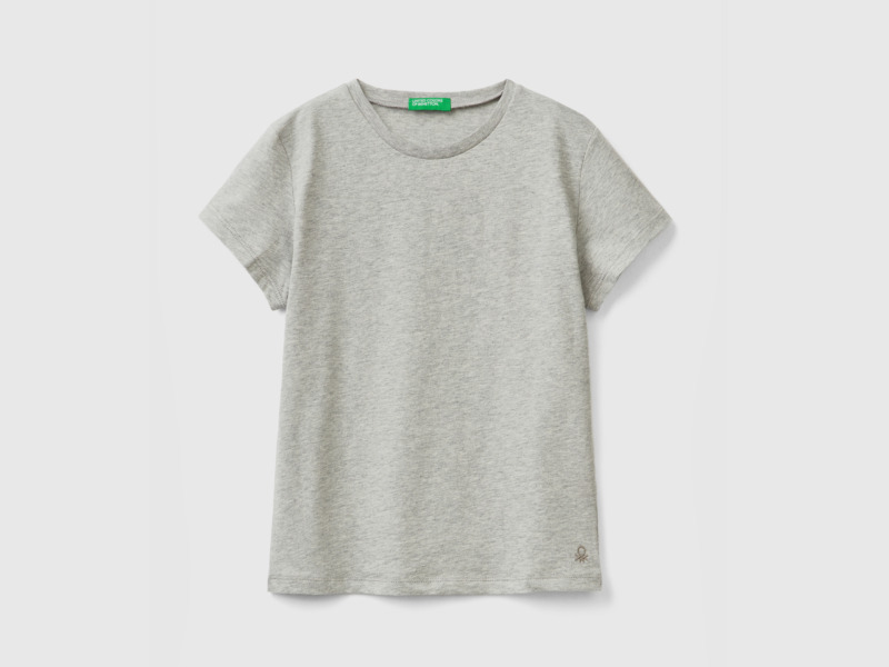 Benetton Grey T-Shirt Made Of Pure Organic Light Gray Female Womens T-SHIRTS GOOFASH