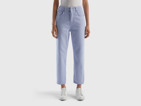 Benetton Lavender Long Trousers In Mom Fit Female Womens TROUSERS GOOFASH