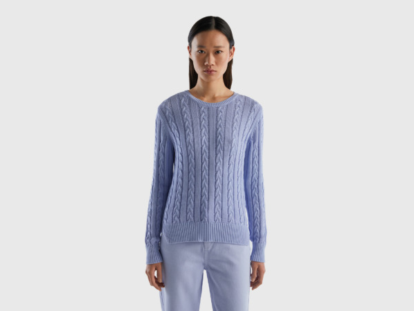 Benetton Lavender Sweater Made Of Lichen Pattern Female Womens SWEATERS GOOFASH