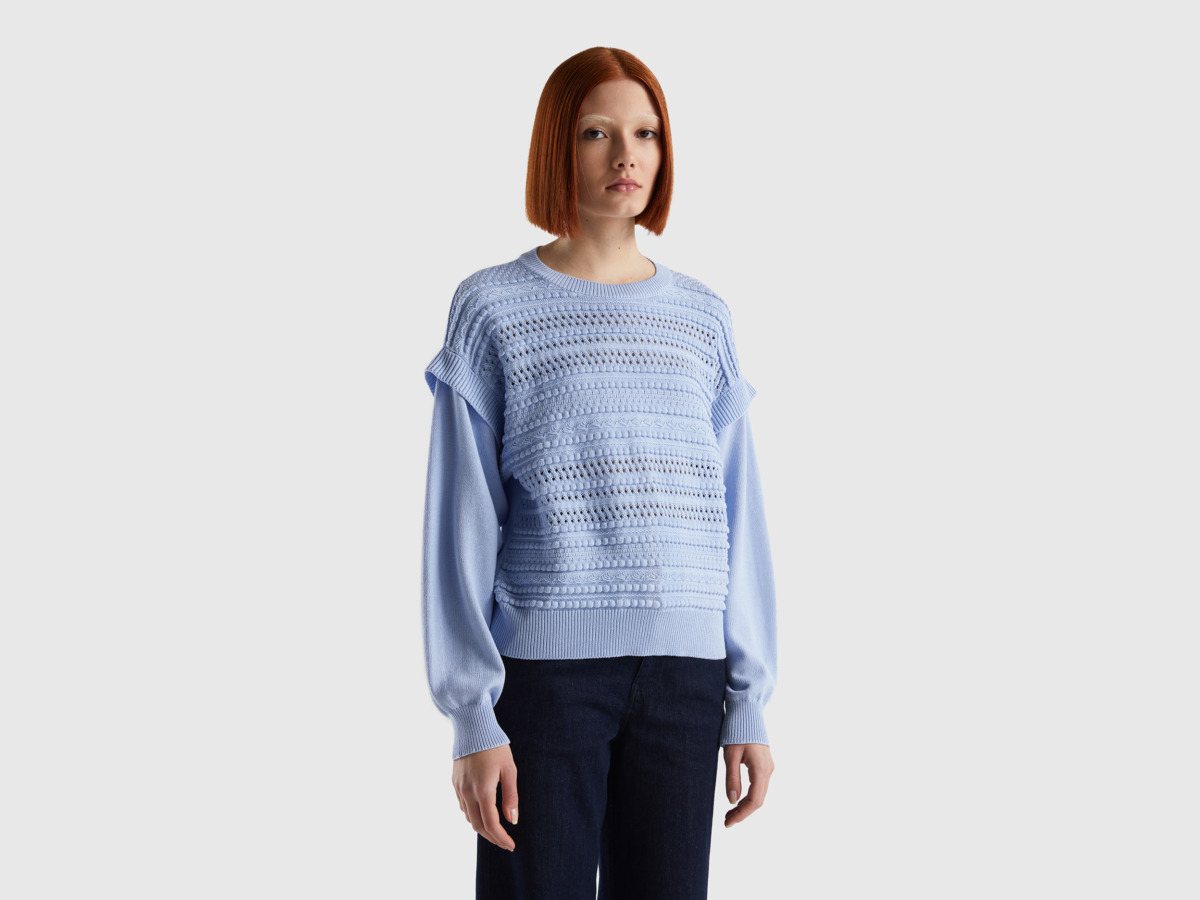 Benetton Lavender Sweater With Special Workmanship And Wings Female Womens SWEATERS GOOFASH