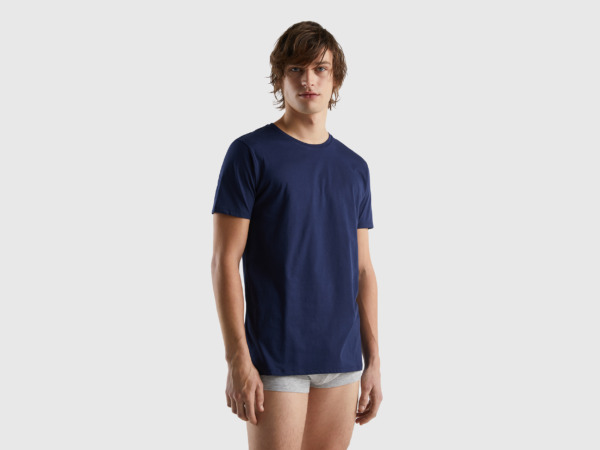 Benetton Man United Colors Of T-Shirt Made Of Long Fiber Dark Blue Paint Mens T-SHIRTS GOOFASH