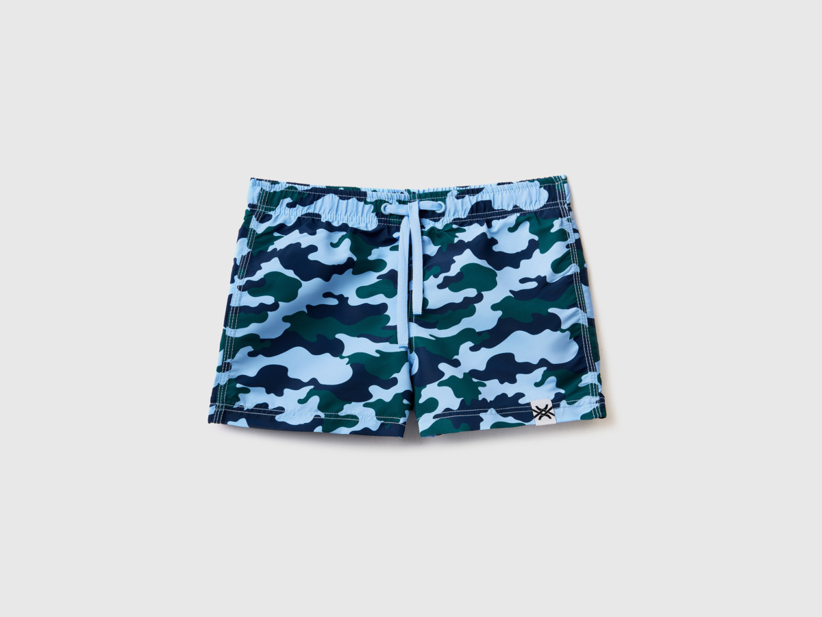 Benetton Multicolor Bathing Box Shorts With Camouflage Print Colorful Male Mens SHORTS GOOFASH