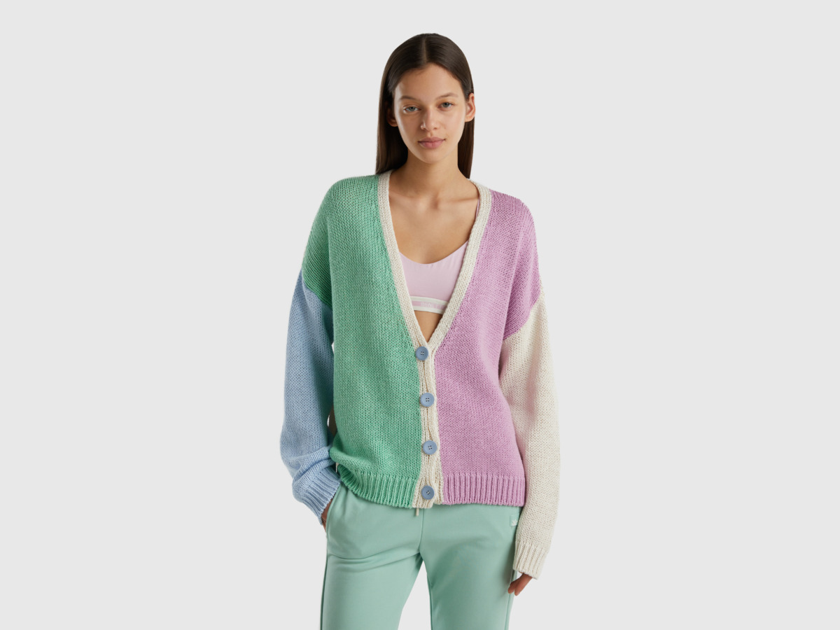 Benetton Multicolor Cardigan In Mix Colorful Female Womens KNITWEAR GOOFASH