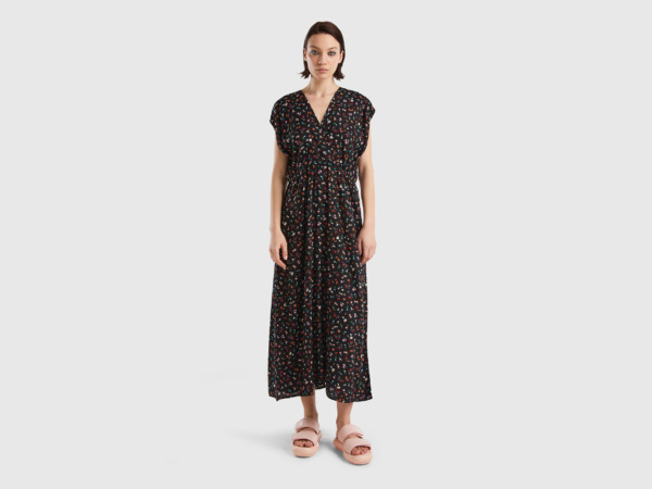 Benetton Multicolor Flowered Dress Made Of Sustainable Colorful Female Womens DRESSES GOOFASH
