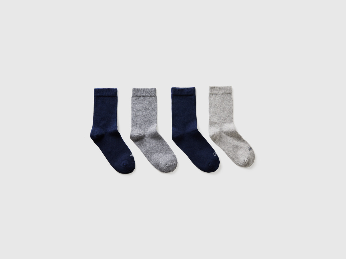 Benetton Multicolor Four Pairs Of Socks In Gray And Blue Colorful Paint Man Mens SOCKS GOOFASH