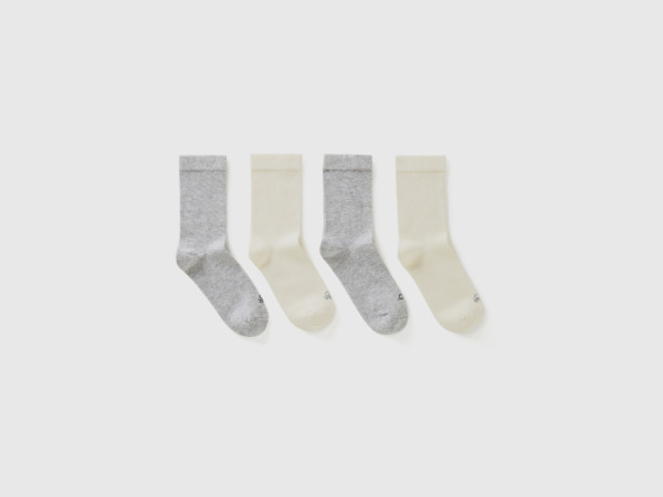 Benetton Multicolor Four Pairs Of Socks In White And Gray Colorful Paint Men Mens SOCKS GOOFASH