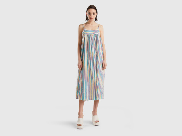 Benetton Multicolor Long Dress With Stripes Colorful Female Womens DRESSES GOOFASH