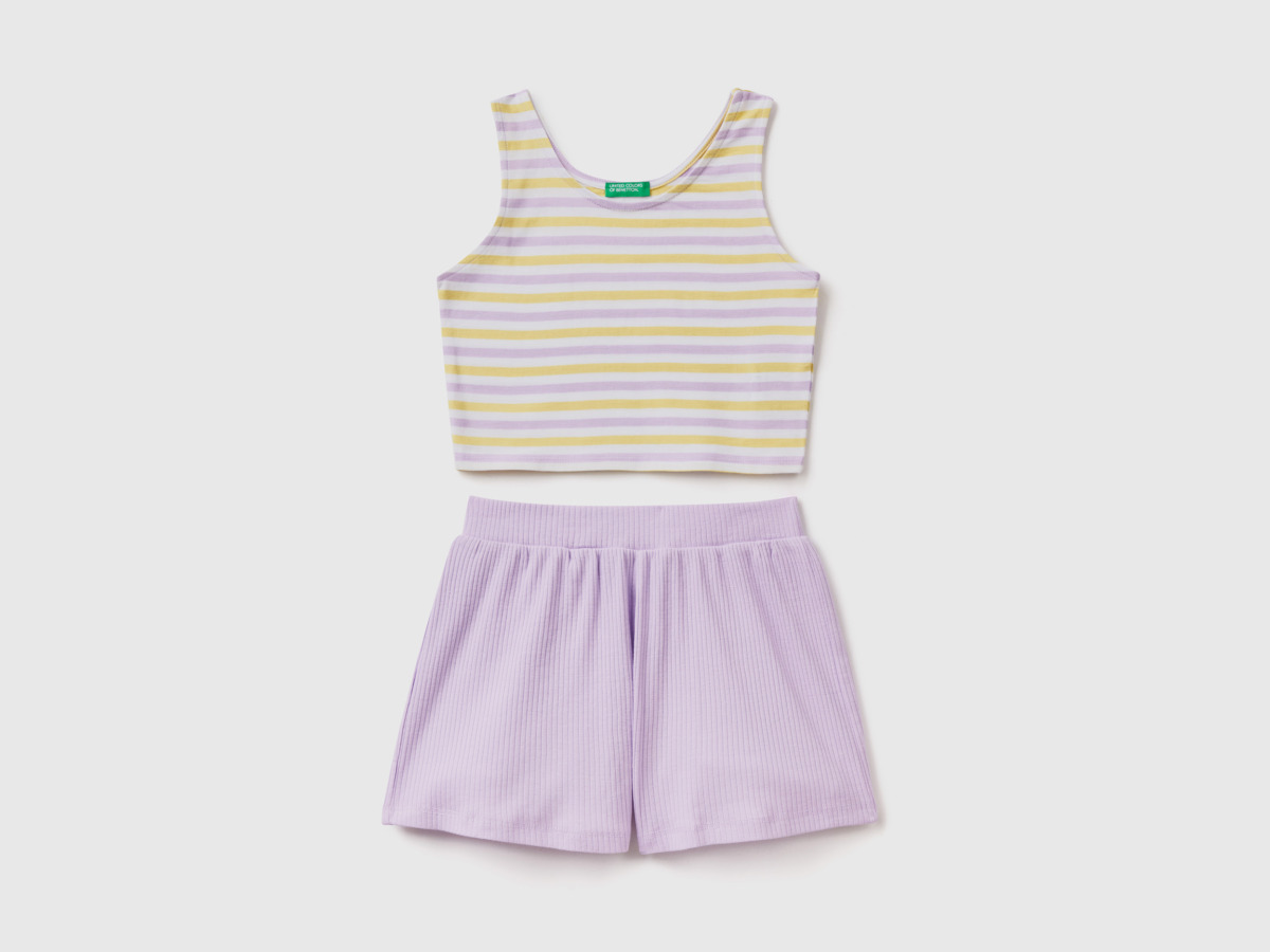 Benetton Multicolor Set Consisting Of Top And Shorts Colorful Female Womens SHORTS GOOFASH