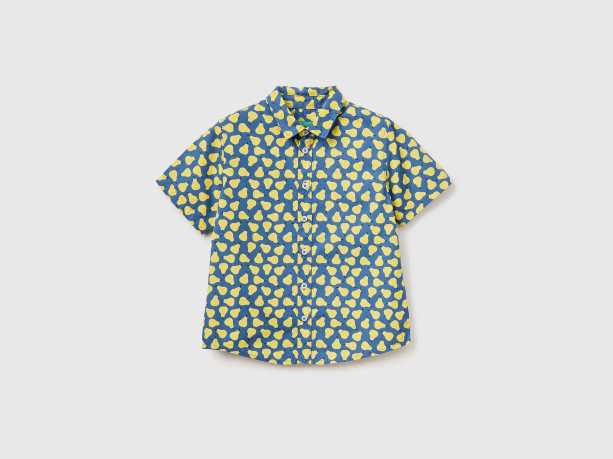 Benetton Multicolor Shirt With Pear Pattern Colorful Paint Man Mens SHIRTS GOOFASH