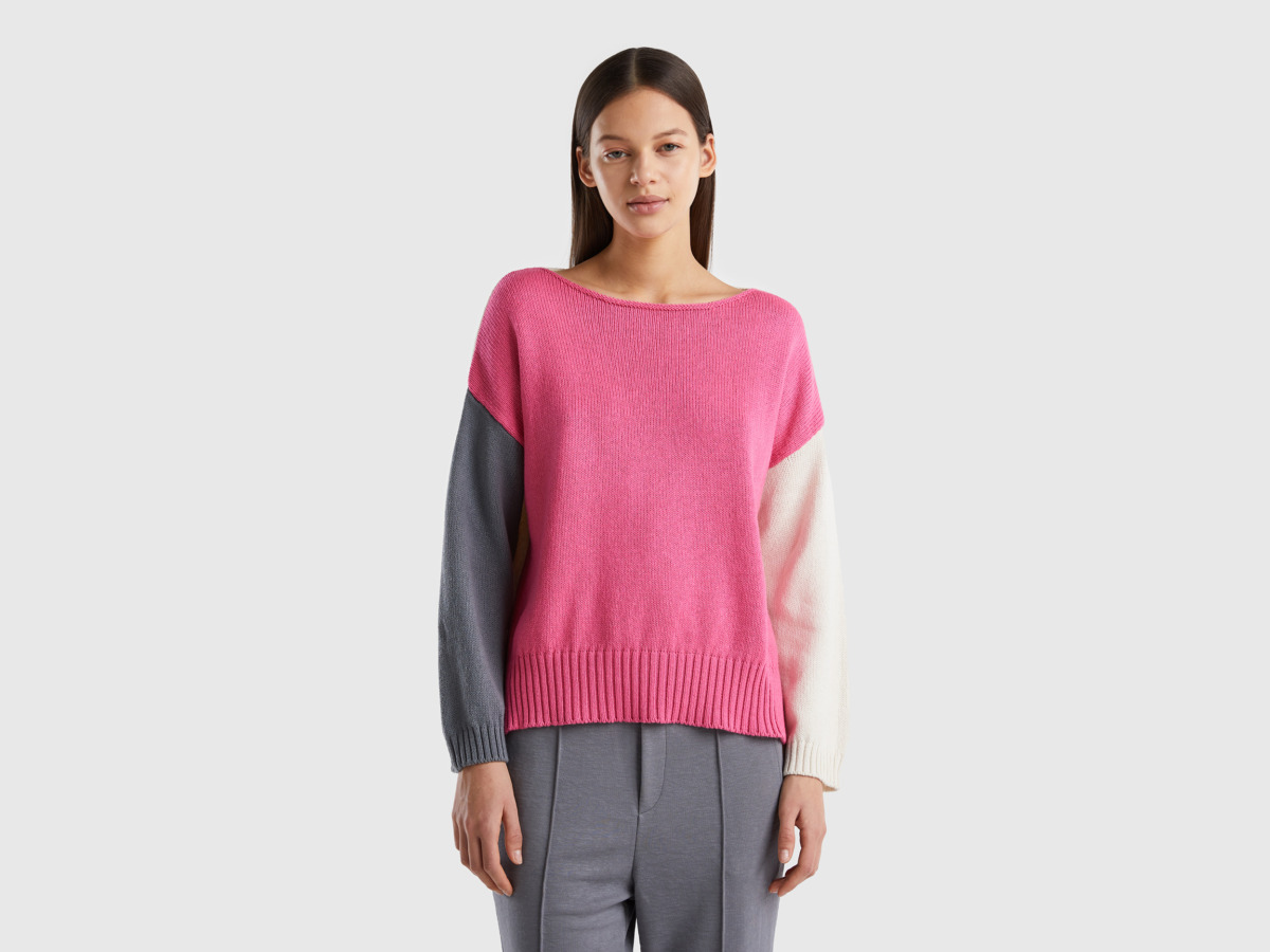 Benetton Multicolor Sweater In Mix With Long Sleeves Colorful Female Womens SWEATERS GOOFASH
