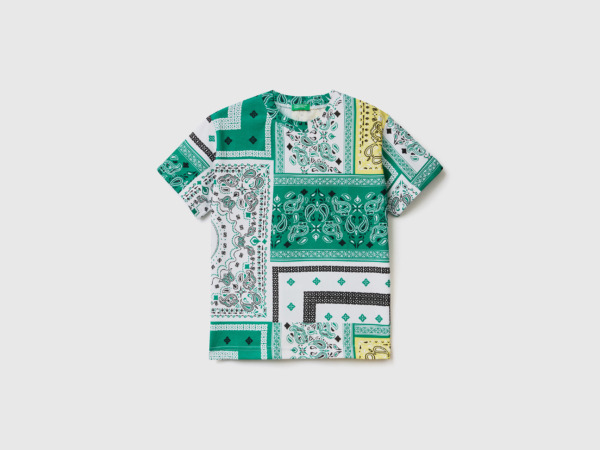 Benetton Multicolor T-Shirt With Bandana Print Colorful Male Mens T-SHIRTS GOOFASH