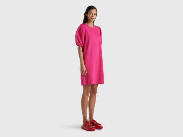 Benetton Pink Short Dress In Pure Fuchsia Female Womens DRESSES GOOFASH