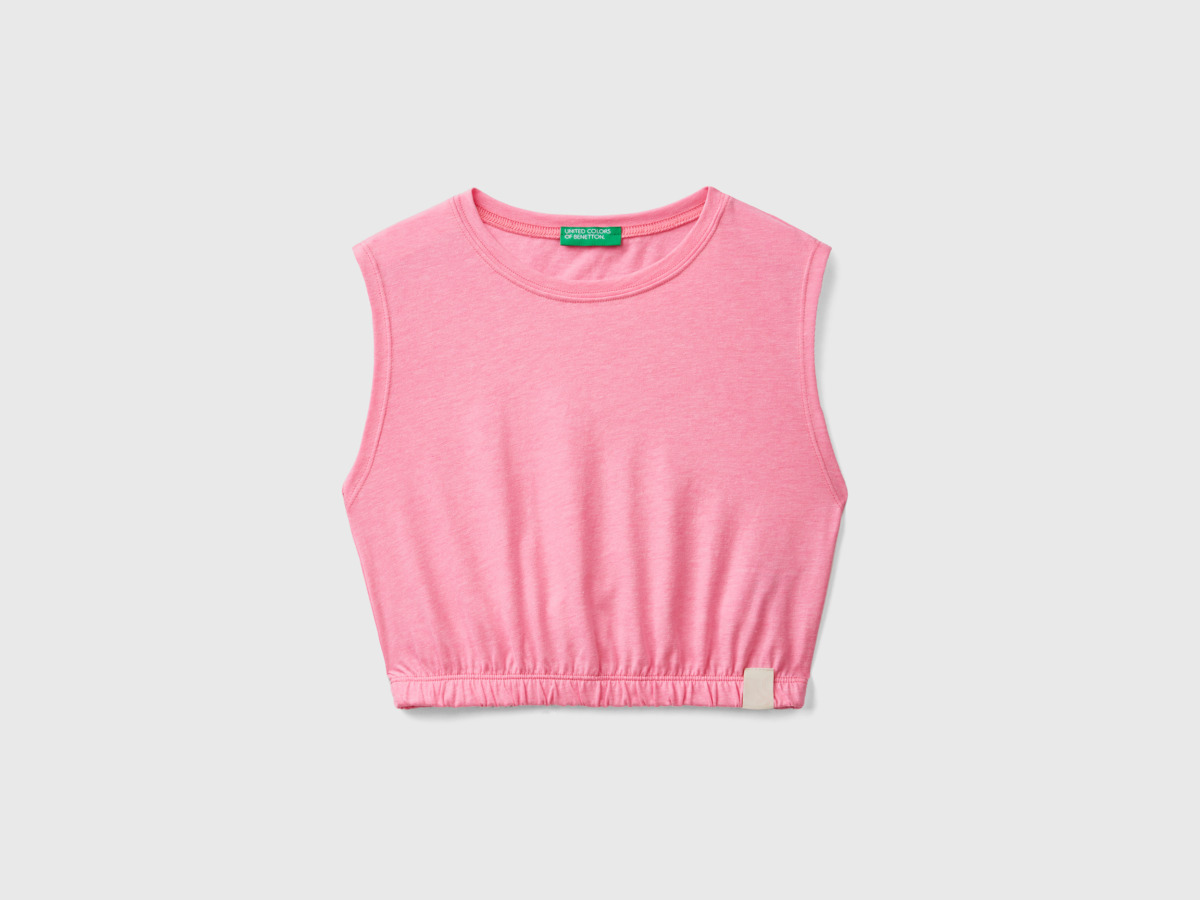 Benetton Pink Short Top Made Of Recycled Fabric Female Womens TOPS GOOFASH