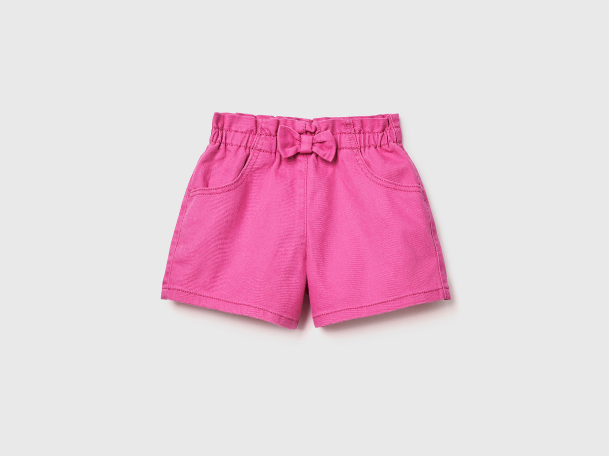 Benetton Pink Shorts With An Elastic Waistband Fuchsia Female Womens SHORTS GOOFASH