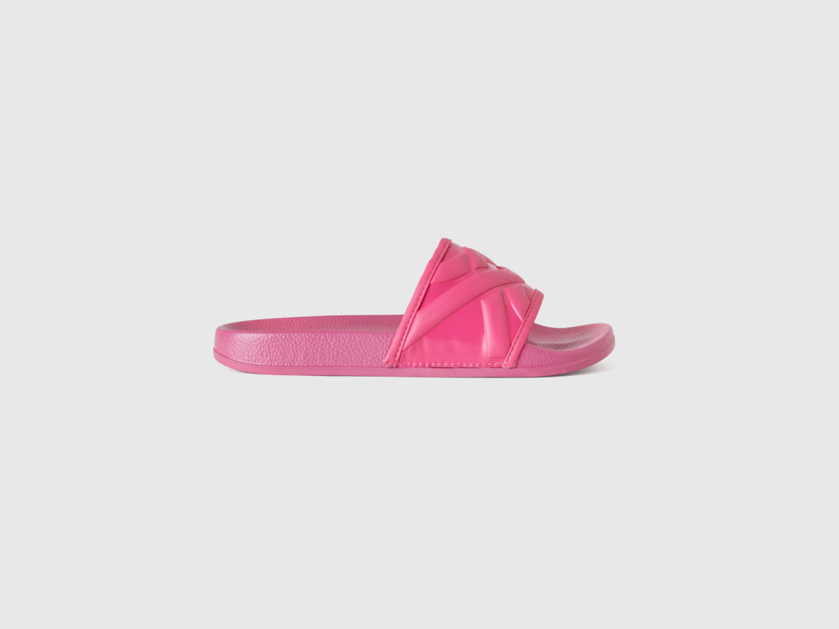 Benetton Pink Slippers With Logo Fuchsia Female Womens SLIPPERS GOOFASH