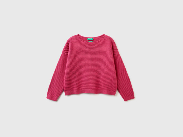 Benetton Pink Sweater From Recycled Mixture Fuchsia Female Womens SWEATERS GOOFASH