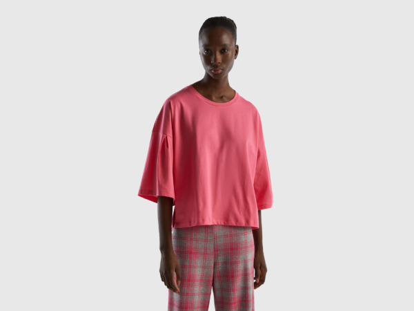 Benetton Pink T-Shirt Made Of Long Fiber Fuchsia Female Womens T-SHIRTS GOOFASH