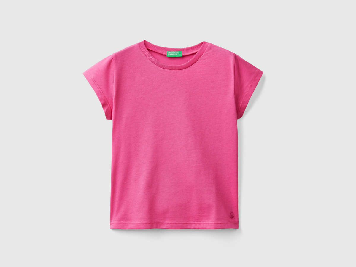 Benetton Pink T-Shirt Made Of Organic Fuchsia Female Womens T-SHIRTS GOOFASH