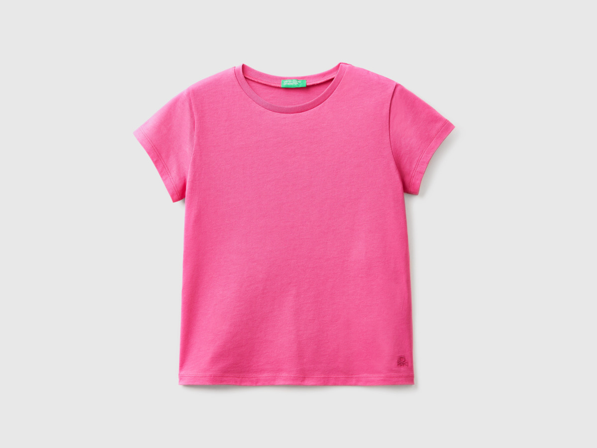 Benetton Pink T-Shirt Made Of Pure Organic Fuchsia Female Womens T-SHIRTS GOOFASH