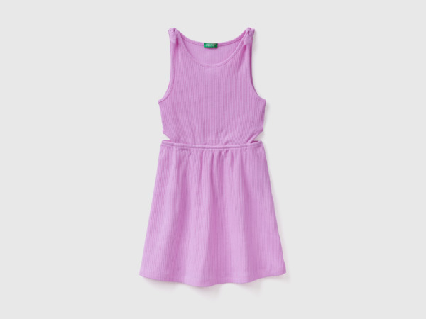 Benetton Purple Ribbed Dress With Straps Lilac Female Womens DRESSES GOOFASH