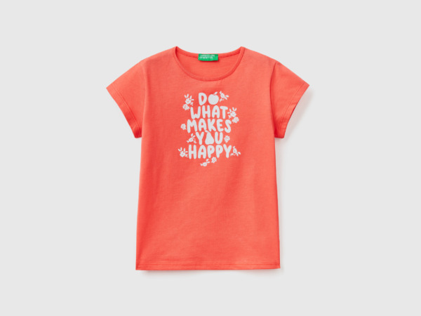 Benetton Red T-Shirt Made Of With Print Female Womens T-SHIRTS GOOFASH