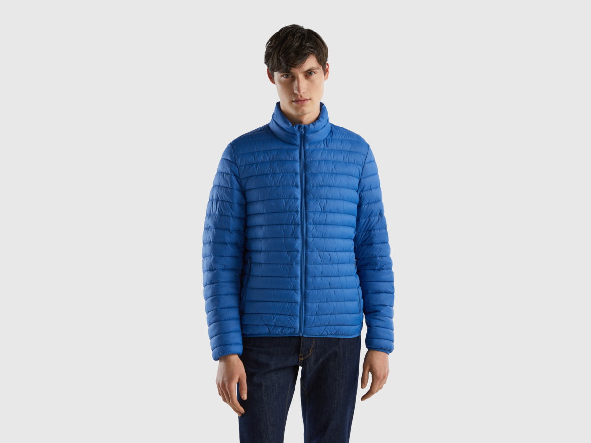 Benetton United Colors Of Anorak With Padding Made Of Recycled Light Blue Male Mens JACKETS GOOFASH