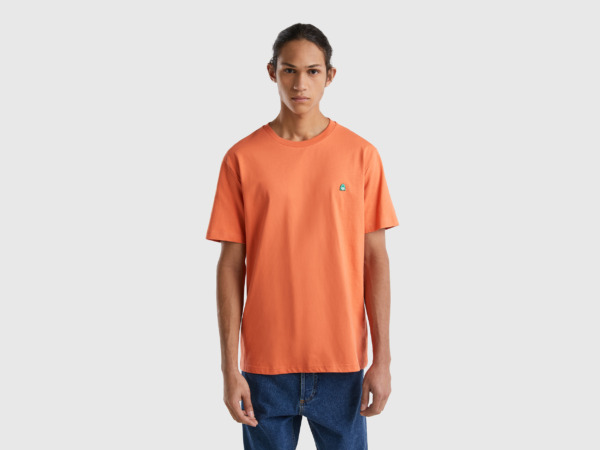 Benetton United Colors Of Basic T-Shirt Made Of Organic Orange Male Mens T-SHIRTS GOOFASH