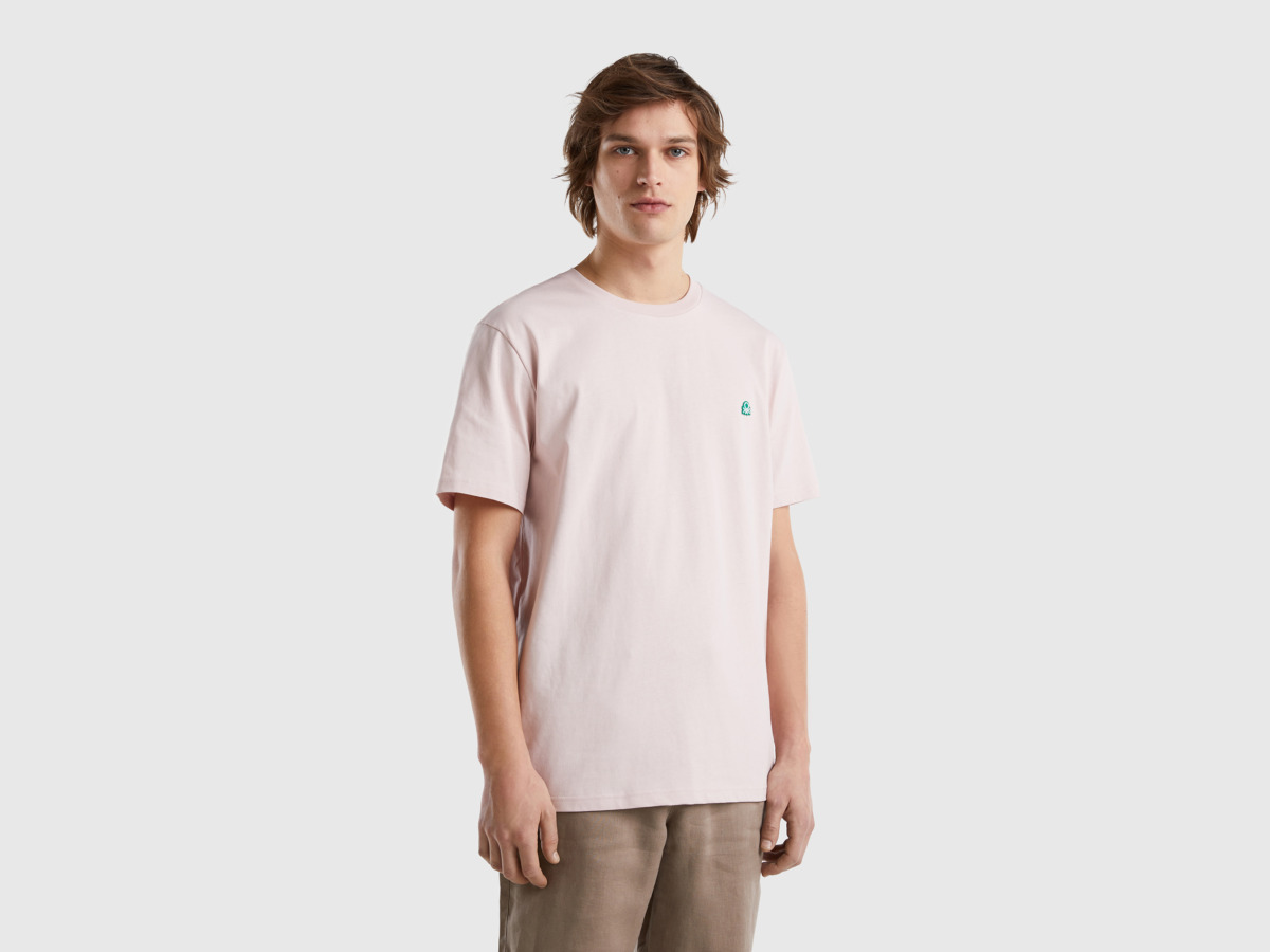Benetton United Colors Of Basic T-Shirt Made Of Organic Soft Pink Male Mens T-SHIRTS GOOFASH