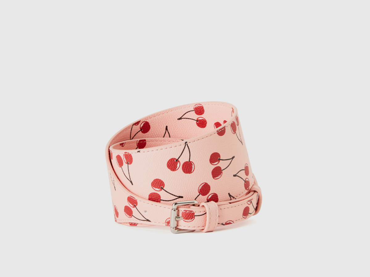 Benetton United Colors Of Belt In Pink With Cherry Pattern Pink Female Womens BELTS GOOFASH