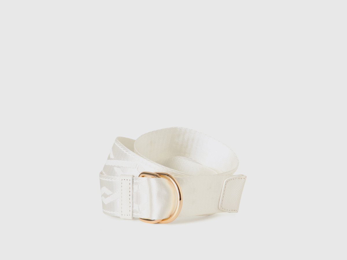 Benetton United Colors Of Belt In White With Double Ring Os White Female Womens BELTS GOOFASH