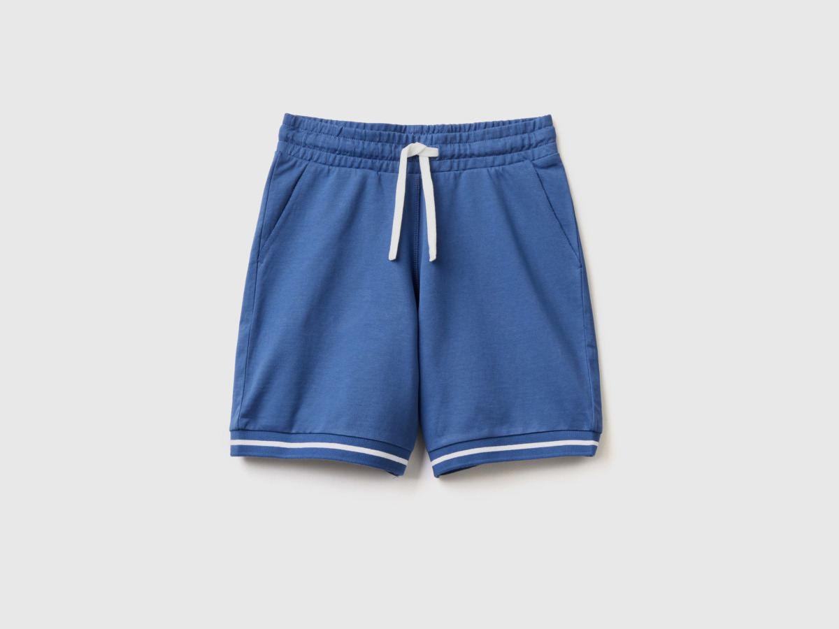 Benetton United Colors Of Bermuda Made Of Light Sweating Transport Blue Male Mens SHORTS GOOFASH
