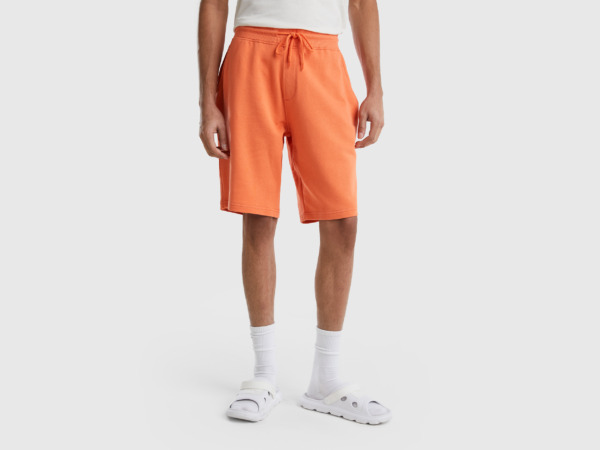 Benetton United Colors Of Bermuda Made Of Sweaty In Brick Red Male Mens SHORTS GOOFASH
