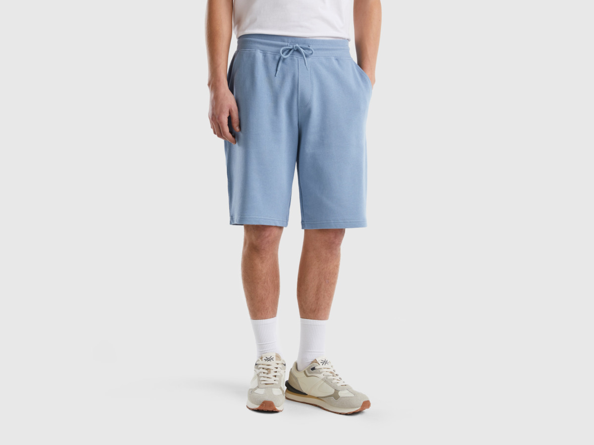 Benetton United Colors Of Bermuda Made Of Sweaty In Pigeon Blue Male Mens SHORTS GOOFASH