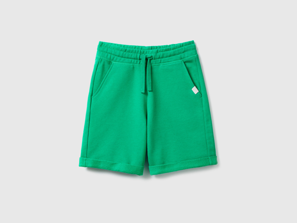 Benetton United Colors Of Bermuda Made Of Sweaty In Pure Green Paint Man Mens SHORTS GOOFASH