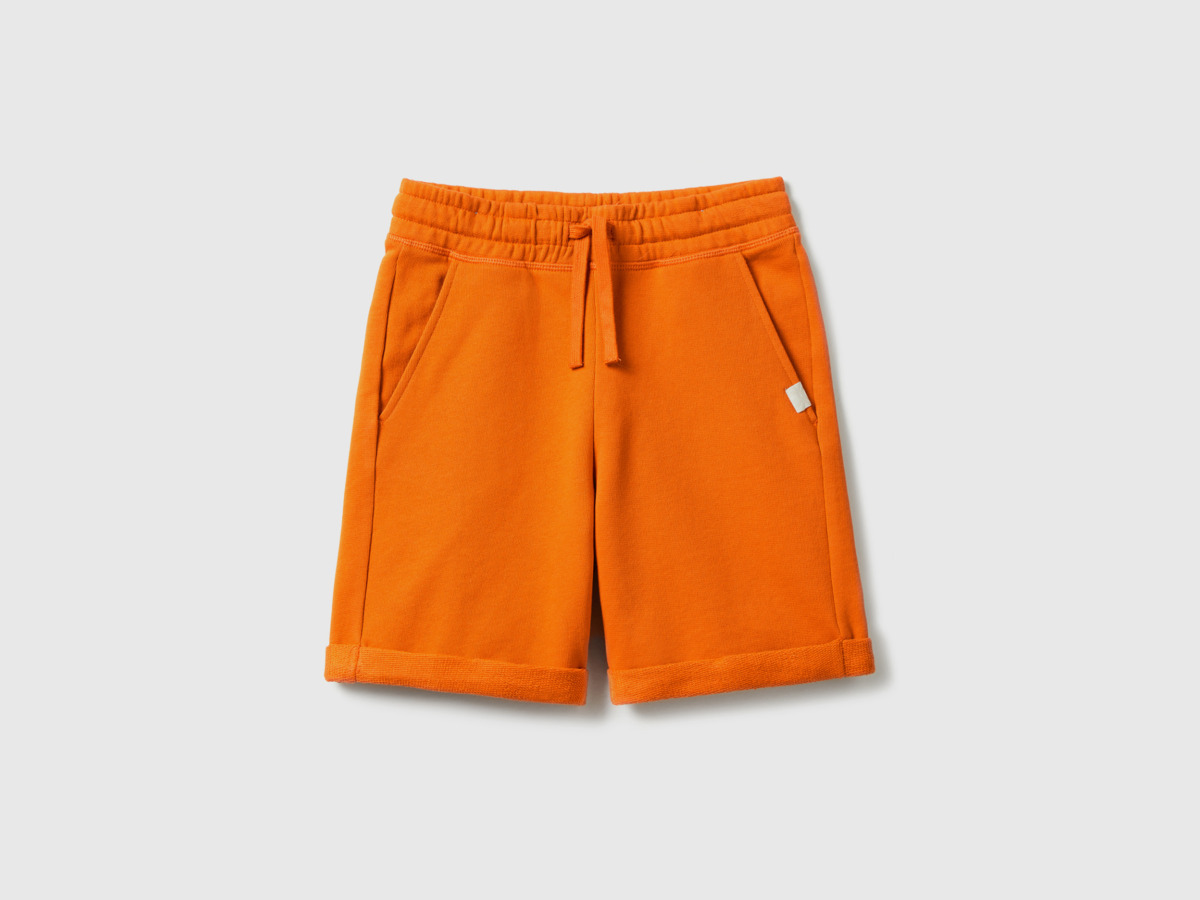 Benetton United Colors Of Bermuda Made Of Sweaty In Pure Orange Male Mens SHORTS GOOFASH