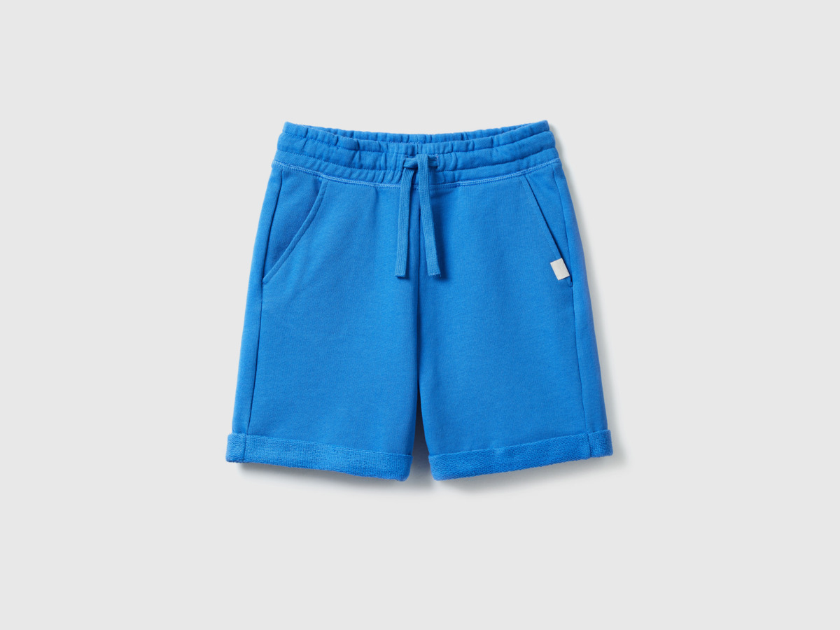 Benetton United Colors Of Bermuda Made Of Sweaty In Pure Transport Blue Male Mens SHORTS GOOFASH