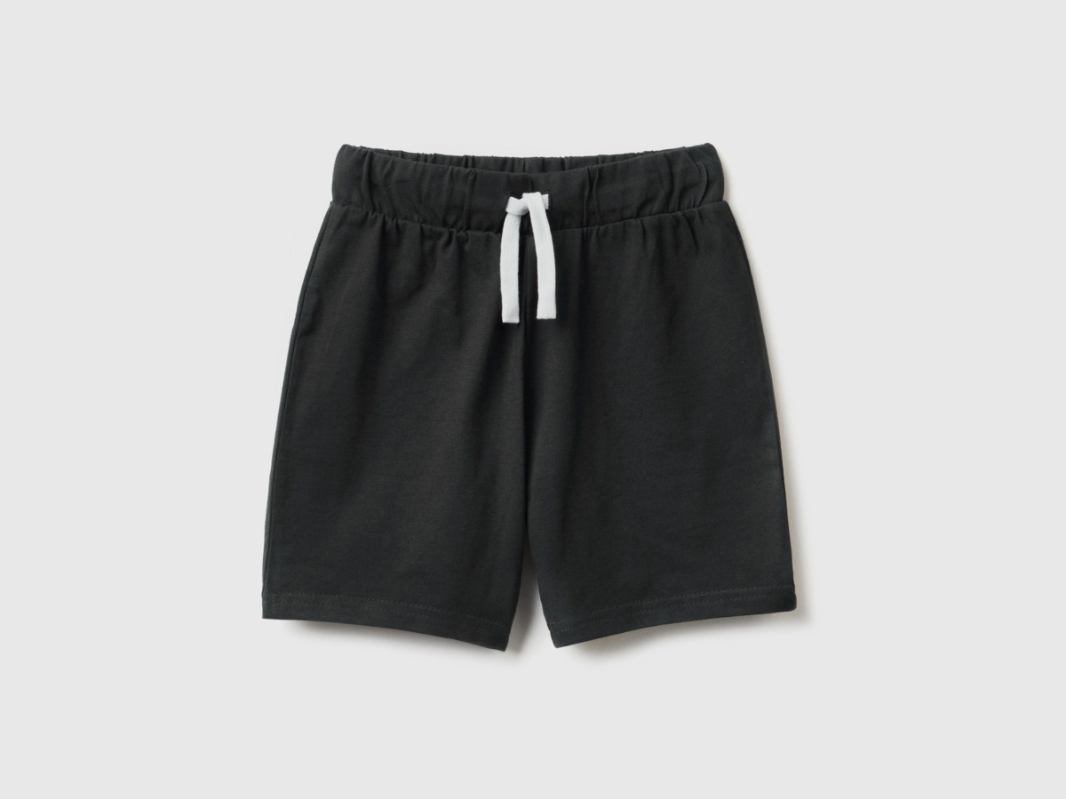 Benetton United Colors Of Bermudas From Jersey Black Male Mens SHORTS GOOFASH