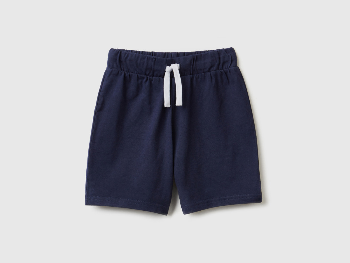 Benetton United Colors Of Bermudas From Jersey Dark Blue Male Mens SHORTS GOOFASH