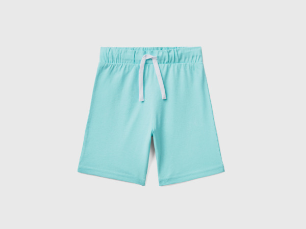 Benetton United Colors Of Bermudas From Jersey Pale Blue Male Mens SHORTS GOOFASH