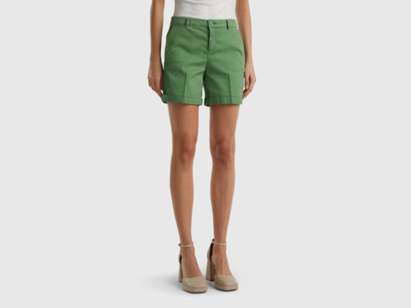 Benetton United Colors Of Bermudas Made Of Stretchy Green Female Womens SHORTS GOOFASH