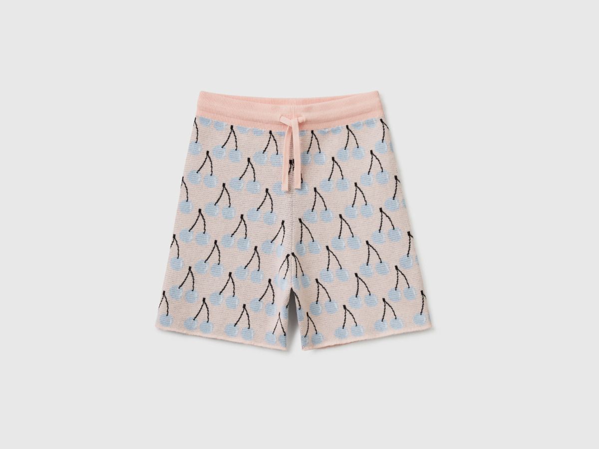 Benetton United Colors Of Bermudas With Cherry Pattern In Pink Pink Male Mens SHORTS GOOFASH