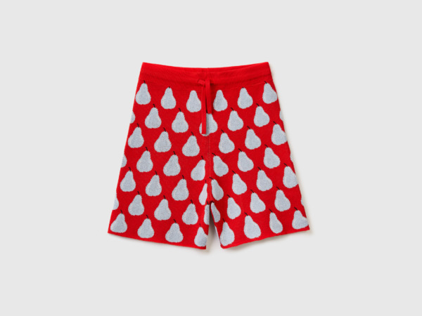 Benetton United Colors Of Bermudas With Pear Pattern In Red Red Male Mens SHORTS GOOFASH
