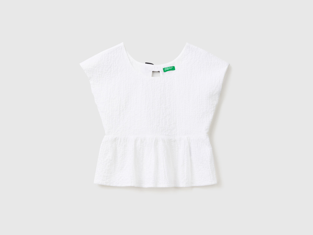 Benetton United Colors Of Blouse With Stitch At The Back White Female Womens BLOUSES GOOFASH