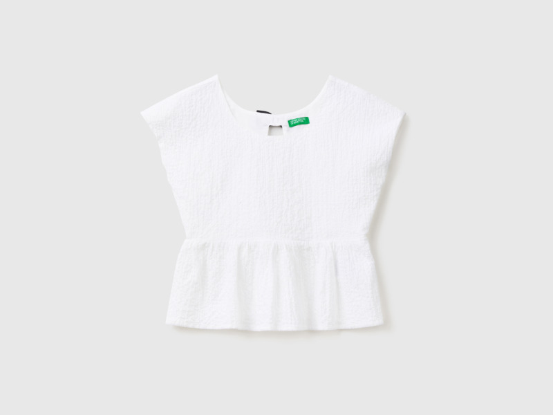 Benetton United Colors Of Blouse With Stitch At The Back White Female Womens BLOUSES GOOFASH