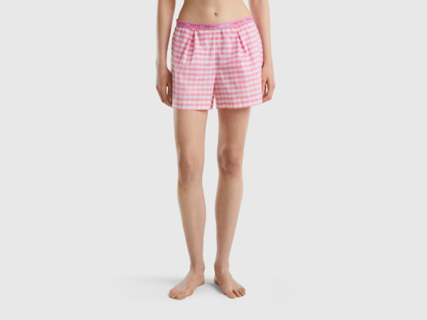 Benetton United Colors Of Checked Shorts Made Of Light Pink Female Womens SHORTS GOOFASH