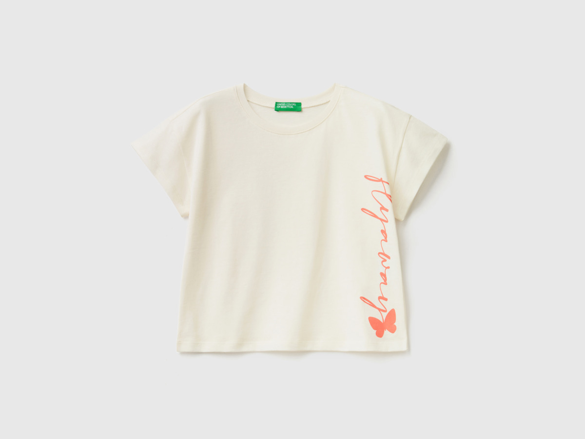 Benetton United Colors Of Cropped Shirt Made Of Pure Cream White Female Womens SHIRTS GOOFASH