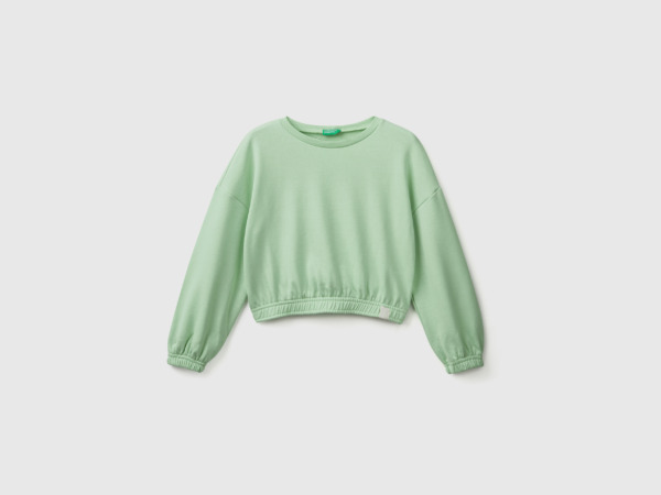 Benetton United Colors Of Cropped Sweatshirt Made Of Recycled Fabric Green Female Womens SWEATERS GOOFASH